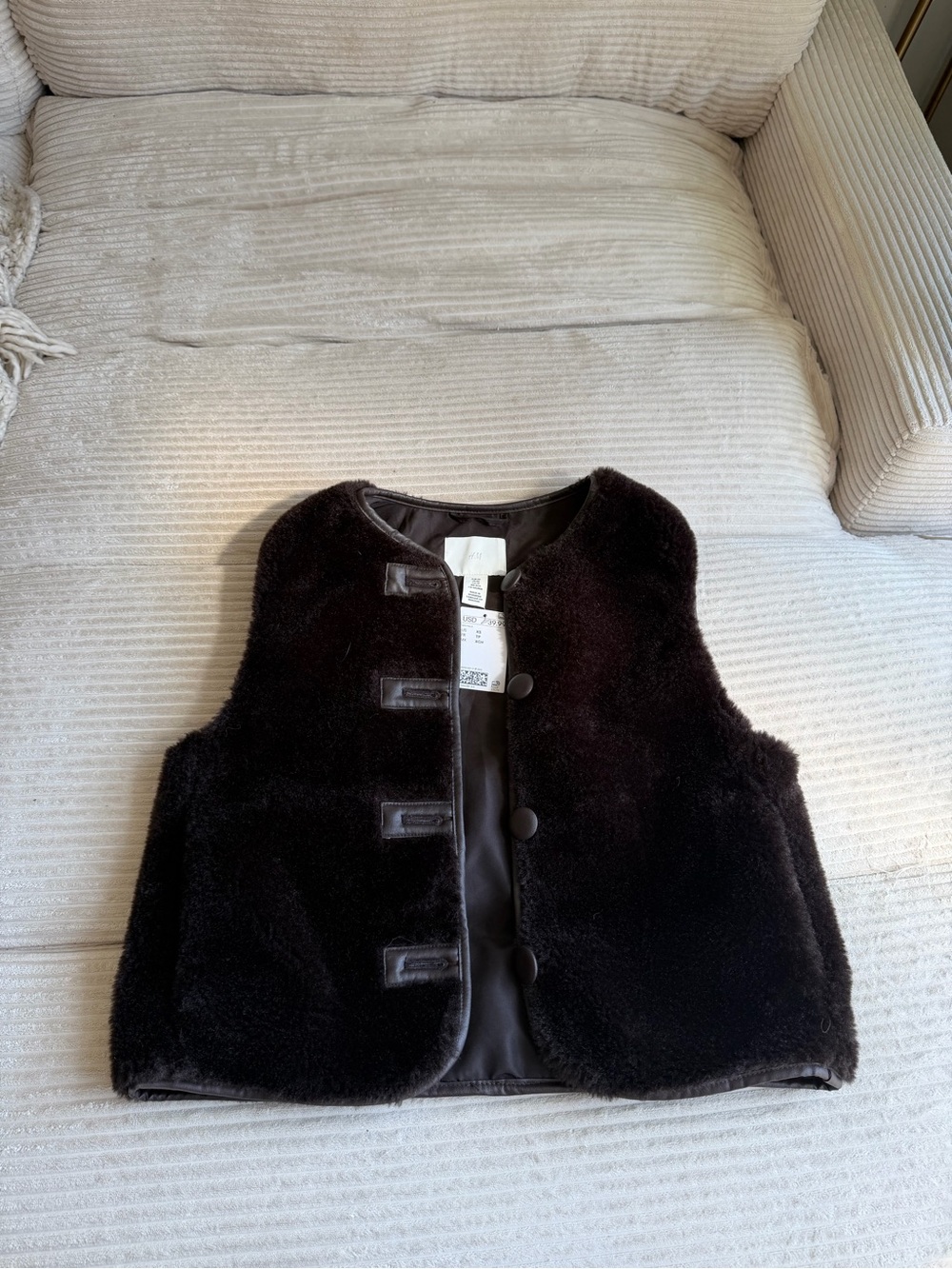H&M Dark Brown Faux Fur Vest